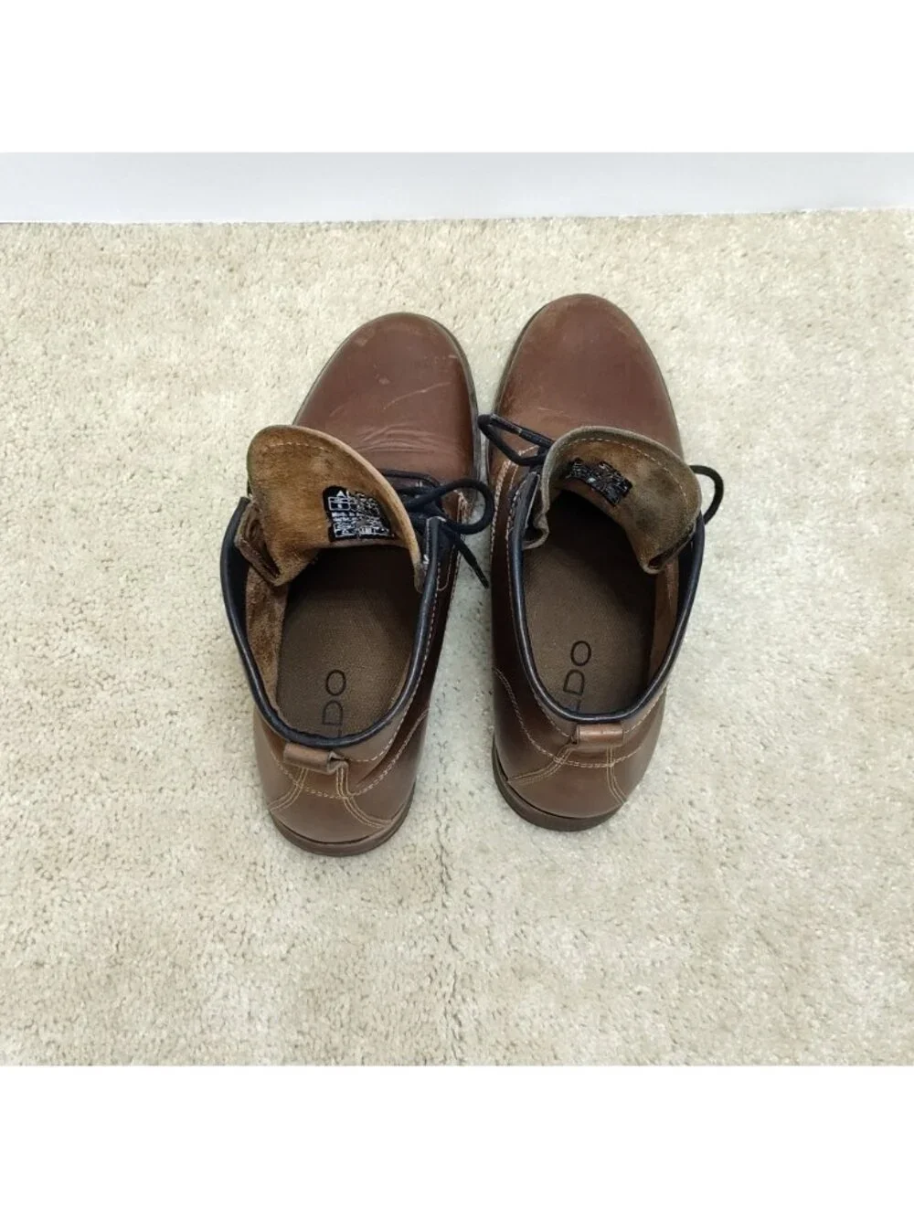 ALDO Ankle Chukka Boots Men US 8 EUR 41 Derby Style Lace Up Burnished Leather